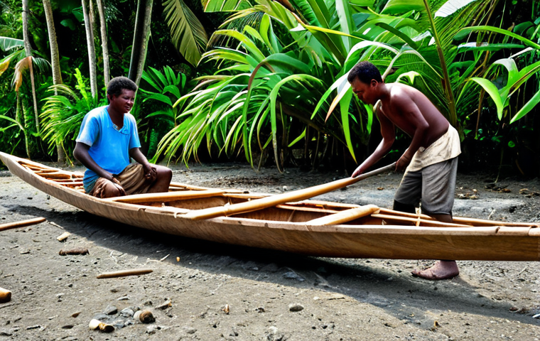 솔로몬 제도 전통 항해 기술 - Starlit Navigation**

"A skilled navigator from the Solomon Islands, fully clothed in traditional at...