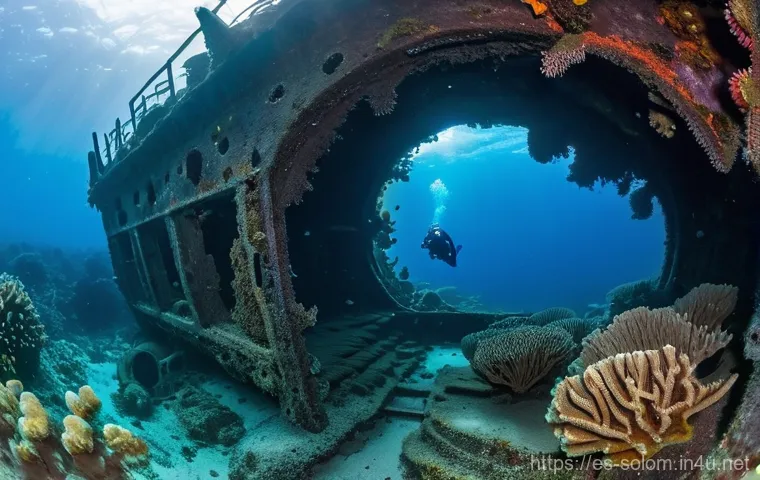 솔로몬 제도 관광 명소 - **Underwater World War II Shipwreck and Marine Life:**
    "An awe-inspiring underwater scene in the...