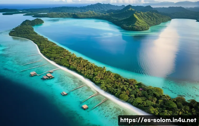 솔로몬 제도 주요 사건 - **Prompt: "A serene aerial view of a vibrant Solomon Islands coastal village at sunrise. The village...