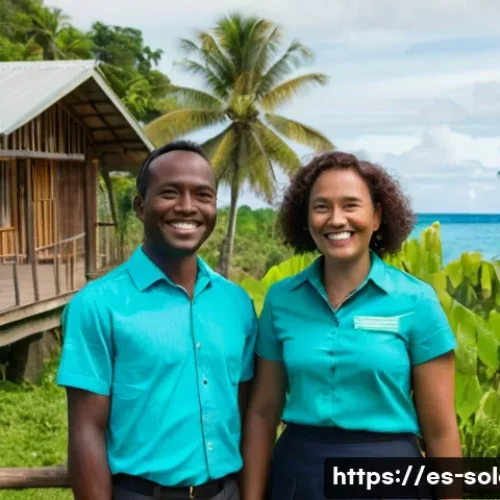 솔로몬 제도 취업 및 일자리 - **Prompt:** A diverse, adult professional, dressed in smart-casual, modest attire (e.g., a short-sle...