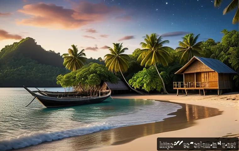 솔로몬 제도 숙박 옵션 - A charming traditional seaside cabin in the Solomon Islands, made from local wood and palm leaves, n...