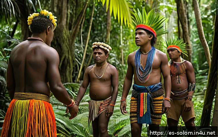 솔로몬 제도 주요 민족 - A vibrant traditional initiation ceremony in the Solomon Islands, featuring young people wearing col...